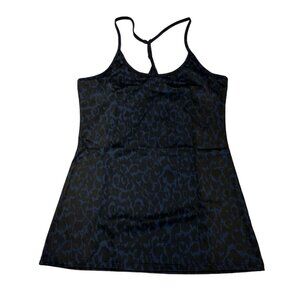 H Halston Studio Y Tank Womens S Blue‎ Abstract Leopard Athletic Gym Base Layer